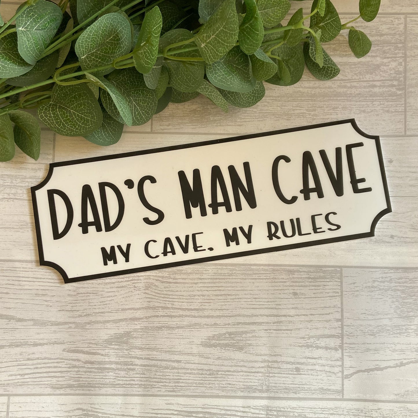 'Dad's Man Cave' Acrylic Street Sign - Vintage Style Railway Sign