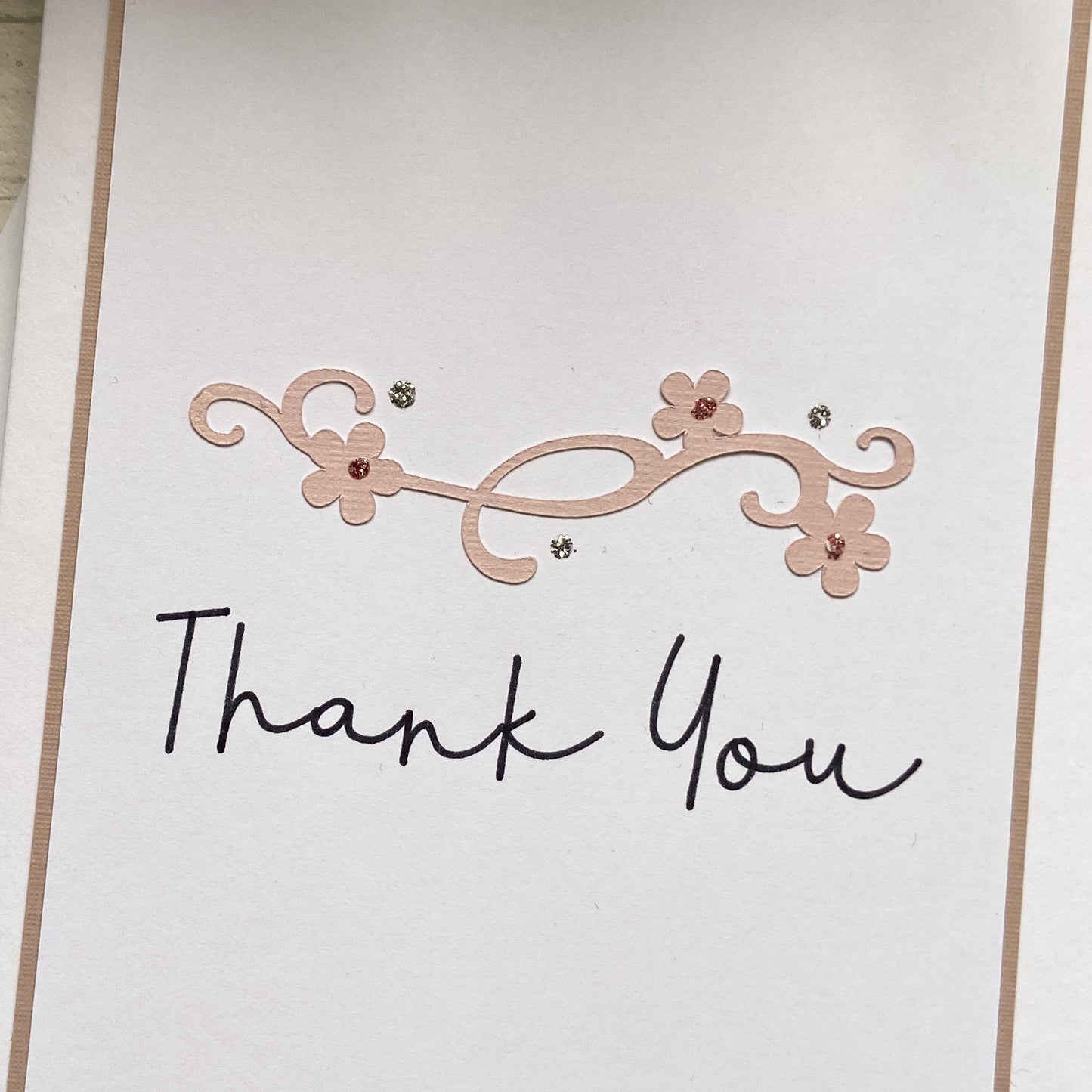 Thank You Card - Swirly Floral Design, Handmade Thank You Card