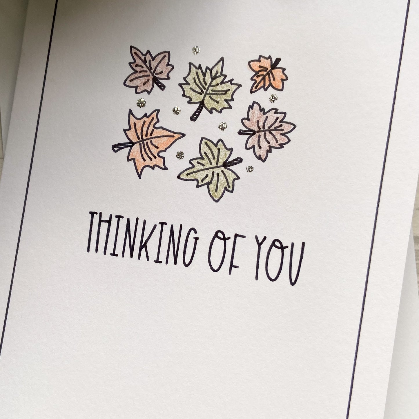 Outline Design Thinking Of You Greetings Card - Autumn Colours