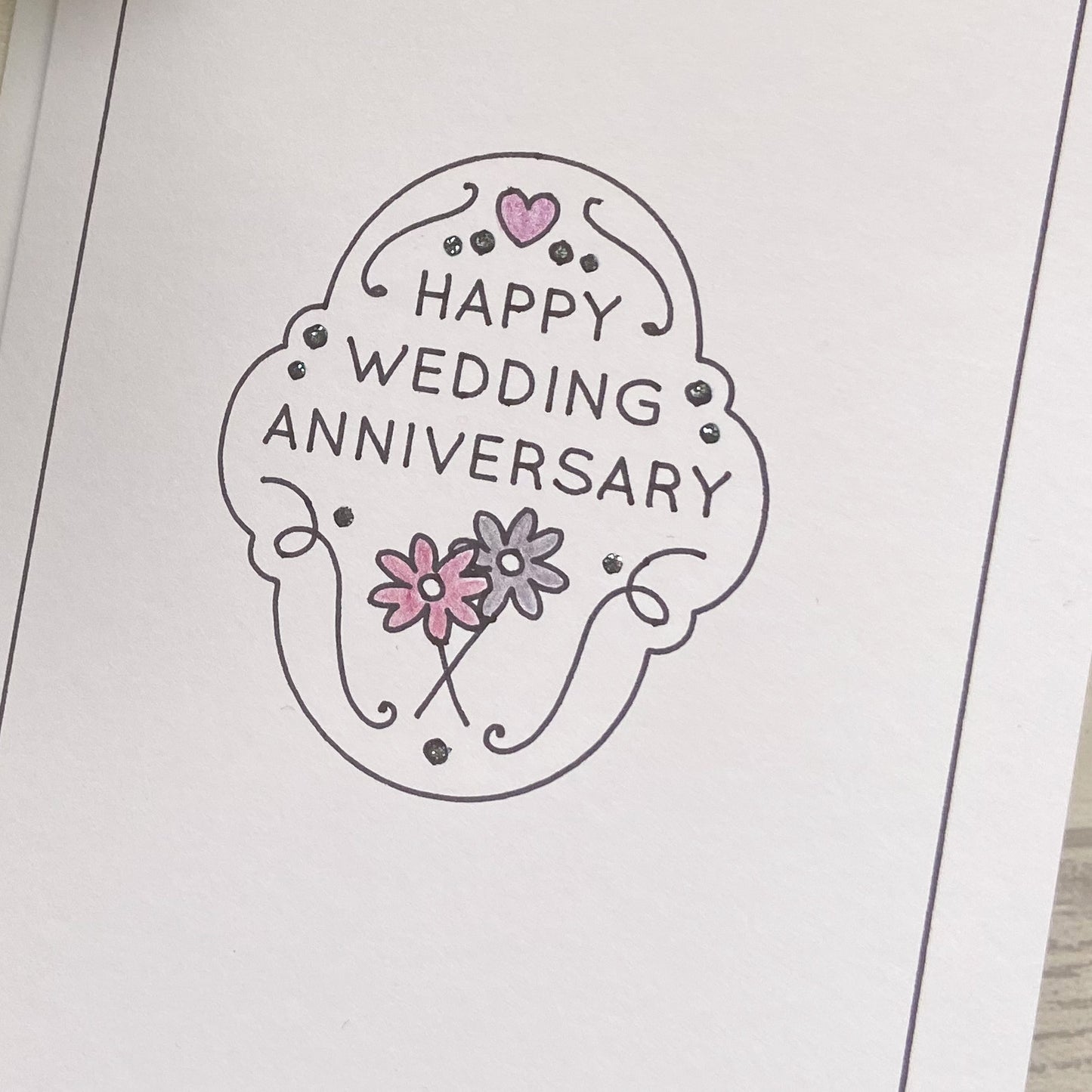 Outline Design Anniversary Greetings Card