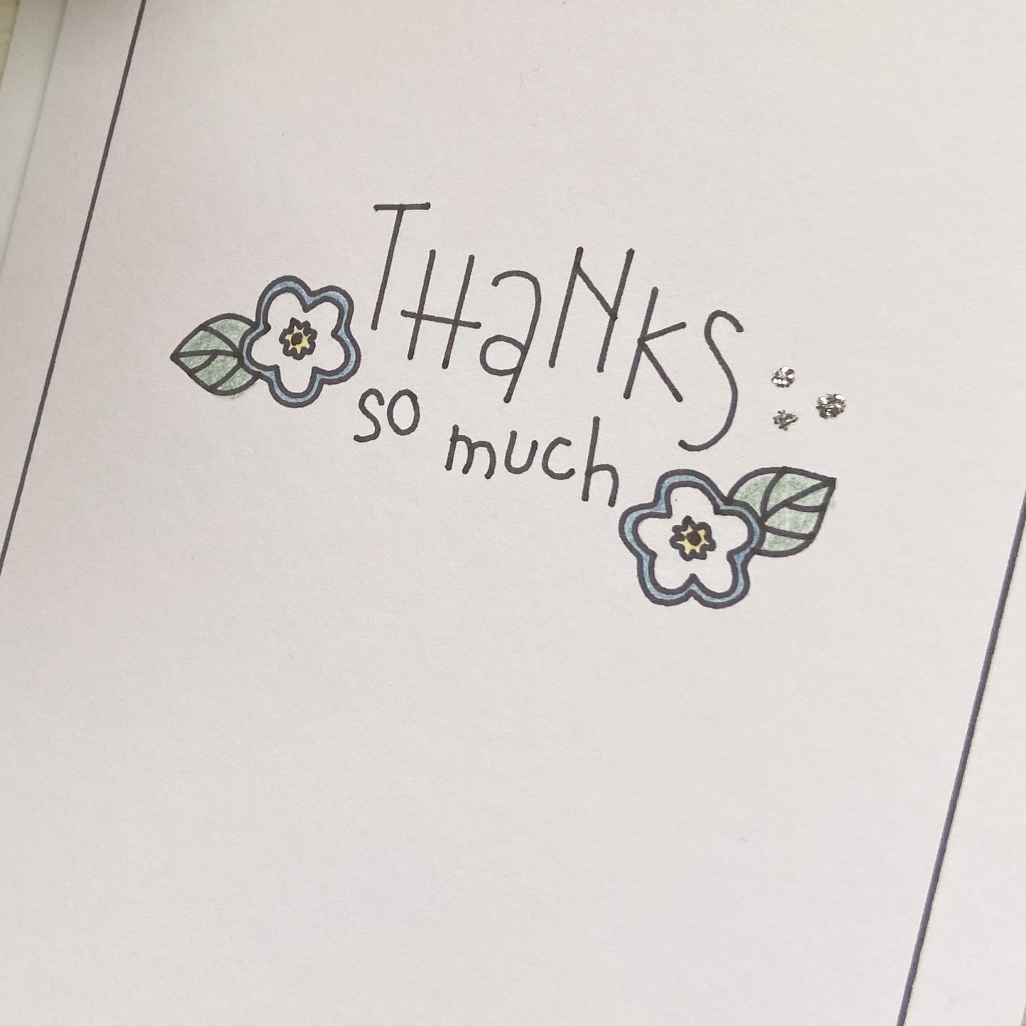 Outline Design Thank You Card - Flower Design, Greetings Card