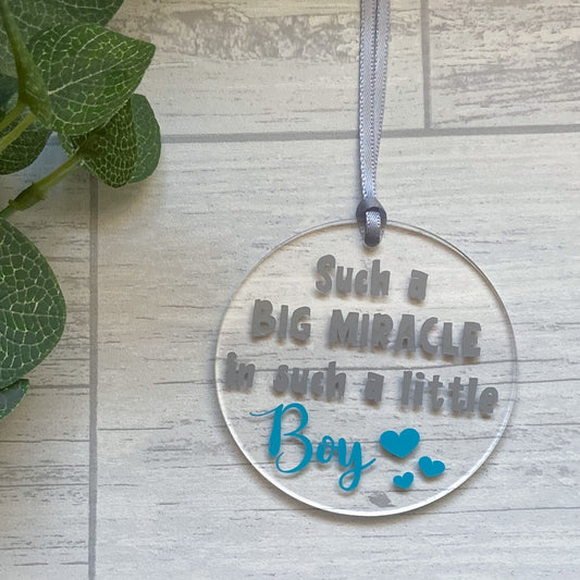 New Baby Acrylic Decoration, Baby Boy Gift, Baby Keepsake