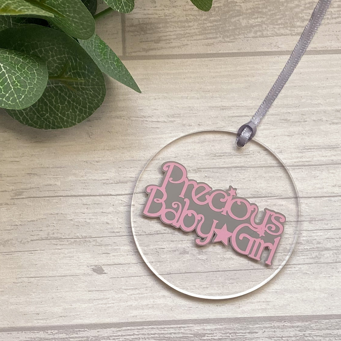 'Precious Baby Girl' Acrylic Hanging Decoration, Baby Girl Keepsake