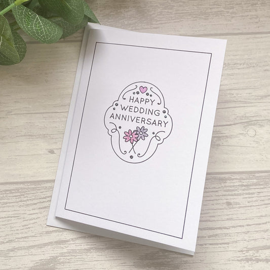 Outline Design Anniversary Greetings Card