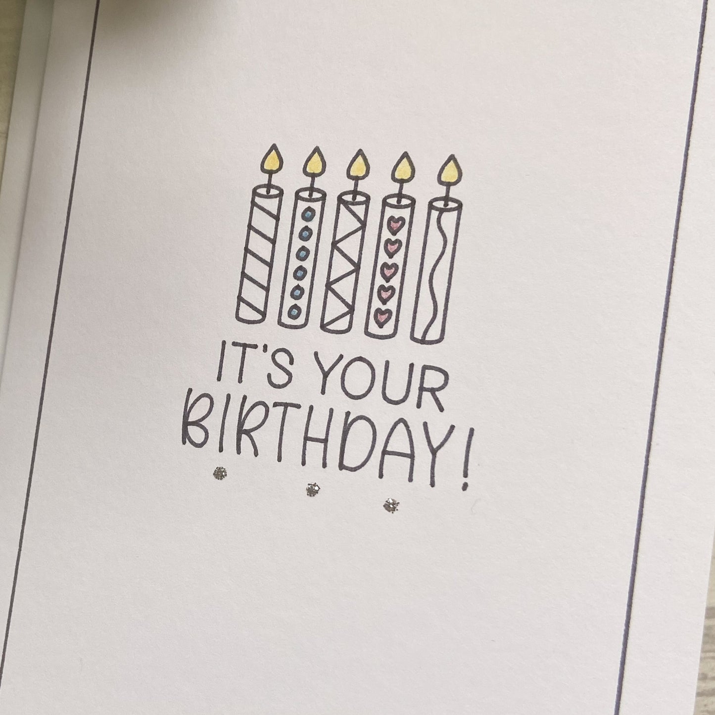 Outline Design Birthday Candle Greetings Card