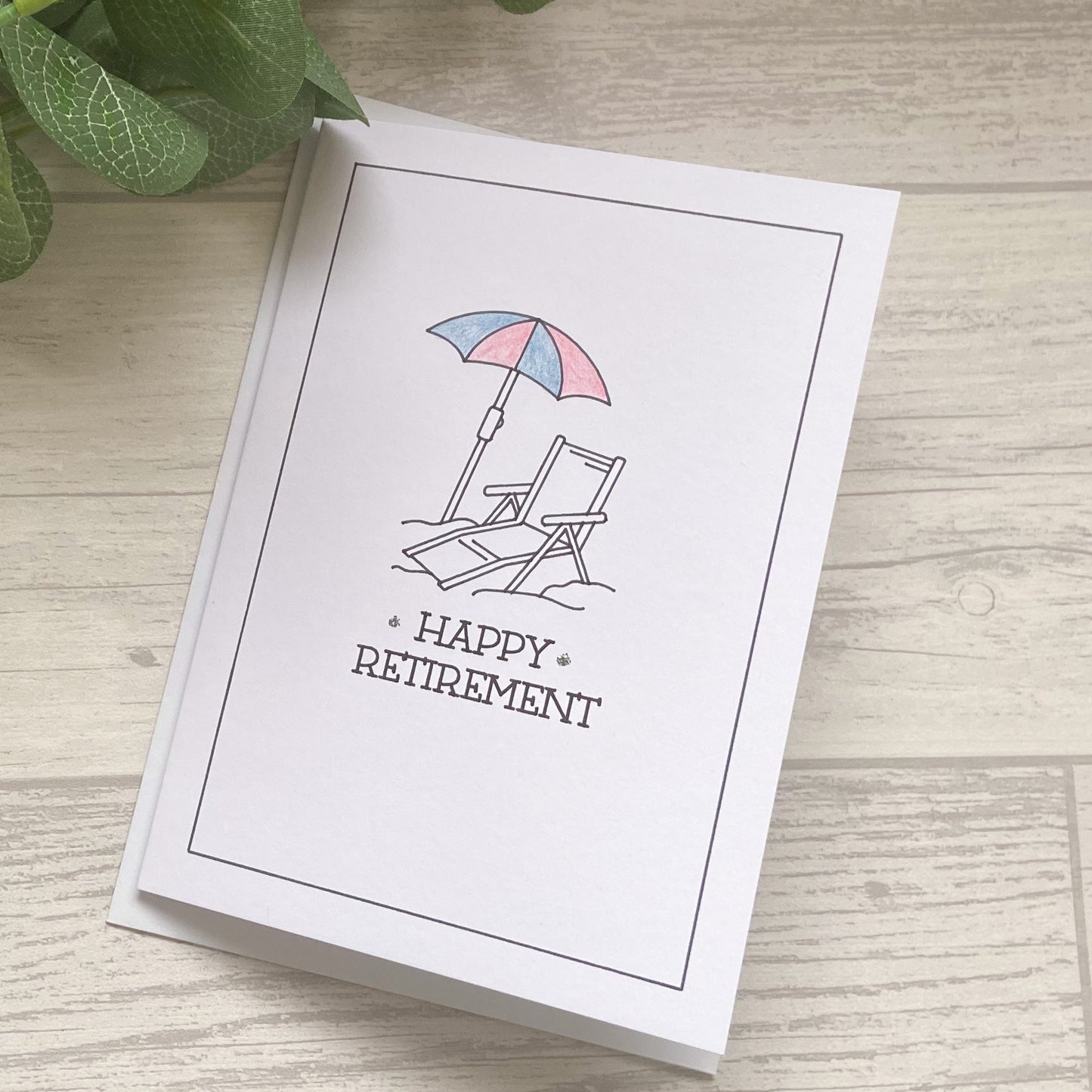 Outline Design Retirement Sun Lounger Greetings Card