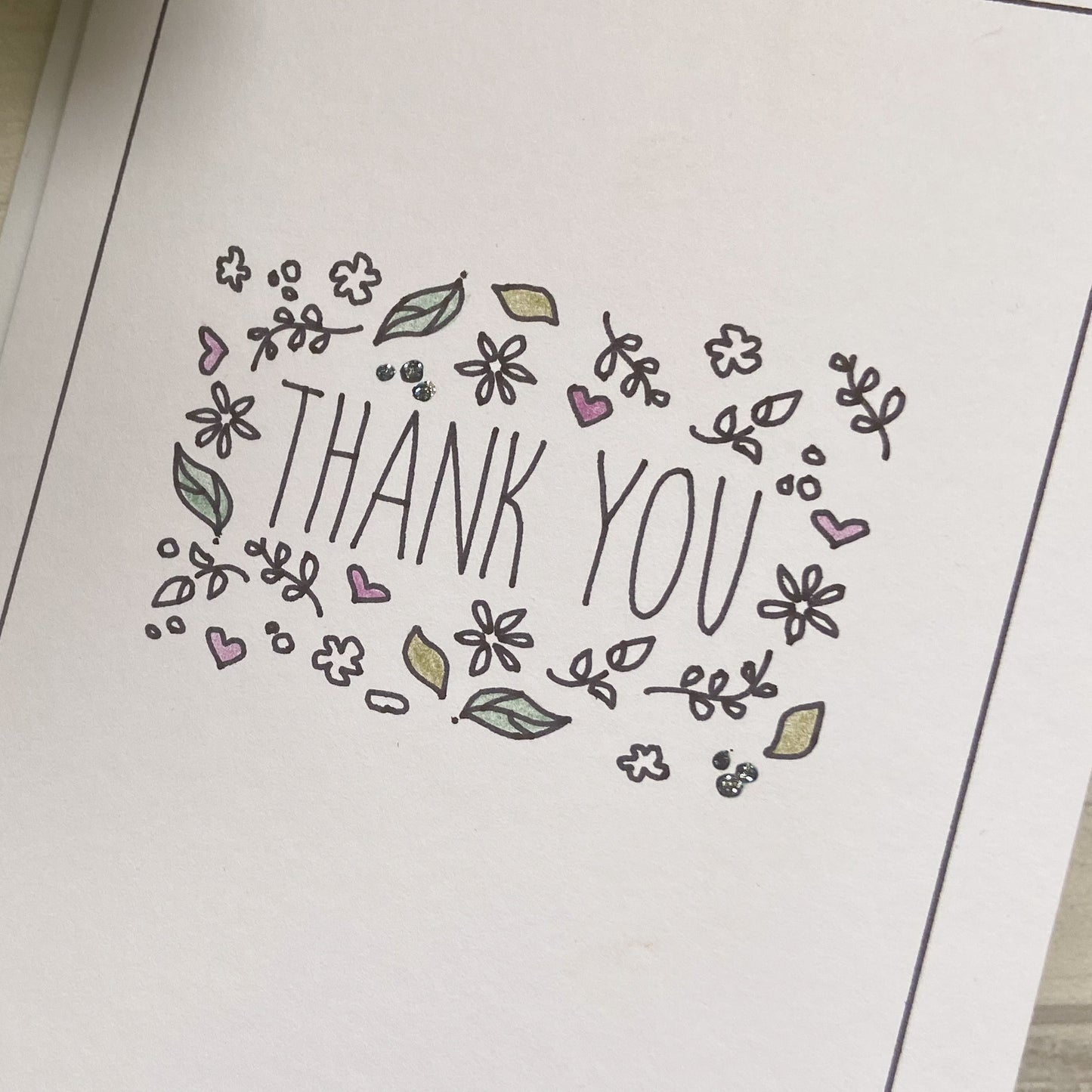 Outline Design Thank You Card - Leaf Design, Greetings Card