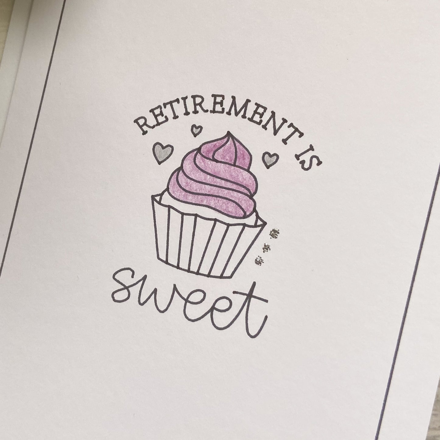 Outline Design Retirement Cupcake Greetings Card