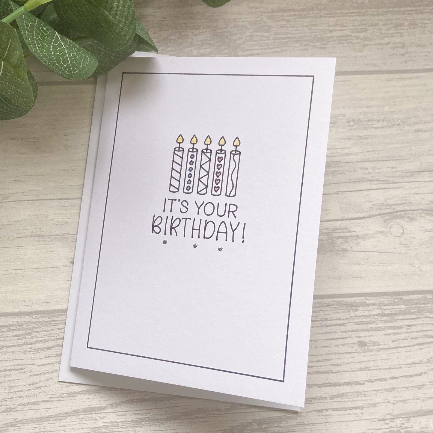 Outline Design Birthday Candle Greetings Card